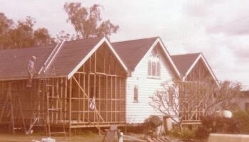 The 1978 extension of The Abbey Church under construction.