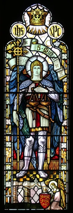 Saint Michael stained glass window at the Abbey Church